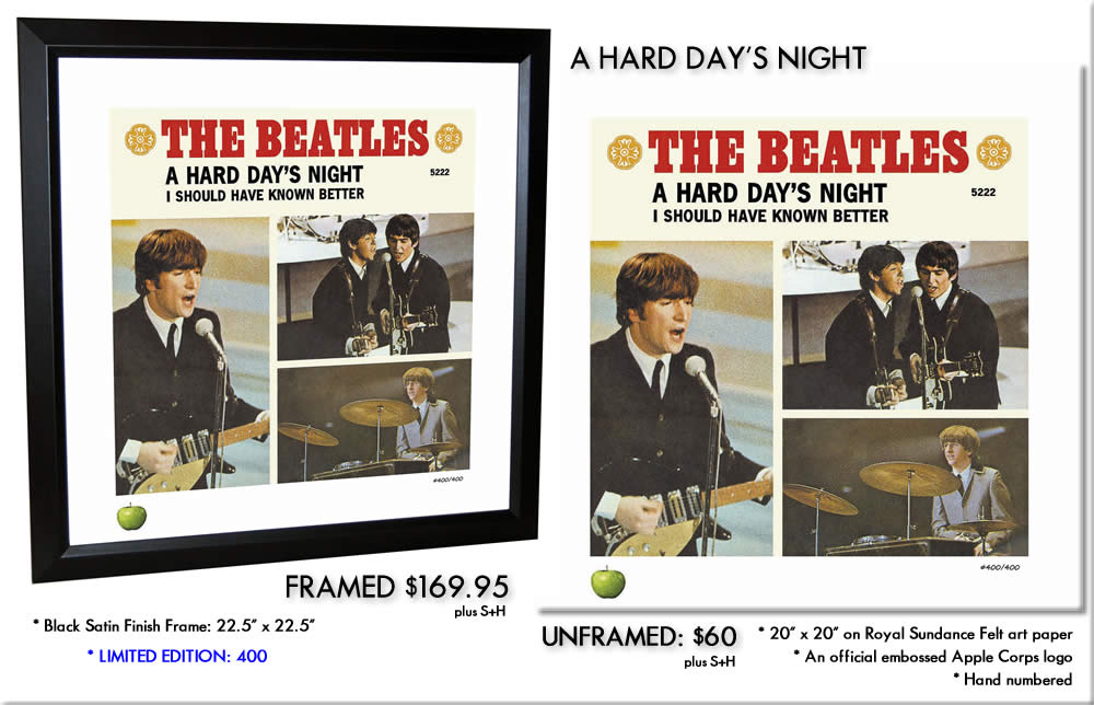 BEATLES SINGLES LITHOGRAPH - A HARD DAY'S NIGHT