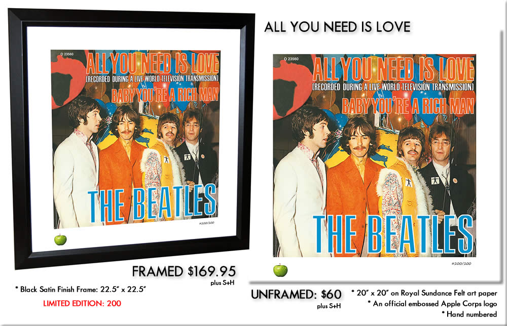 BEATLES SINGLES LITHOGRAPH - ALL YOU NEED IS LOVE