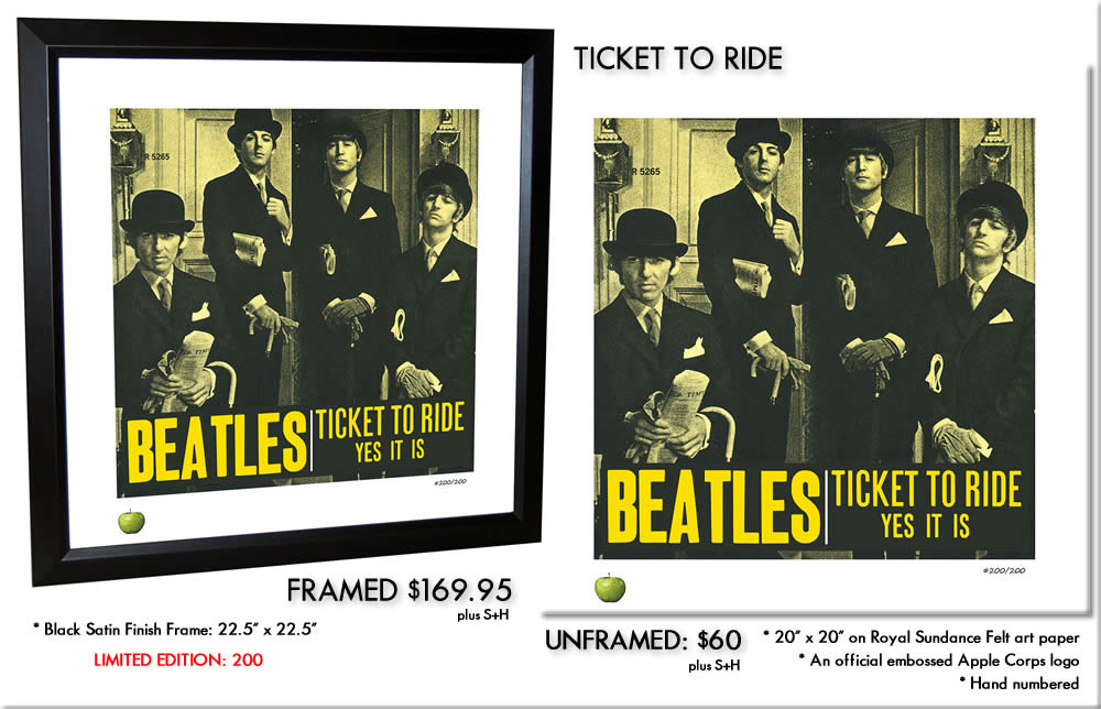 BEATLES SINGLES LITHOGRAPH - TICKET TO RIDE