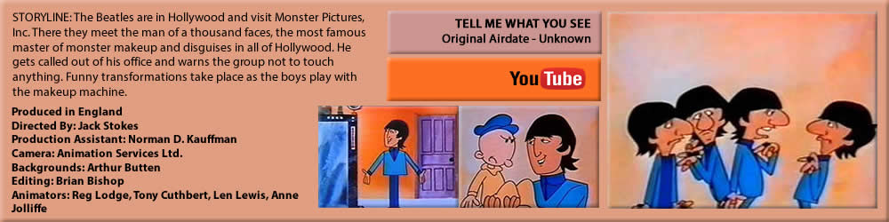 THE BEATLES SATURDAY MORNING CARTOONS, "TELL ME WHAT YOU SEE"